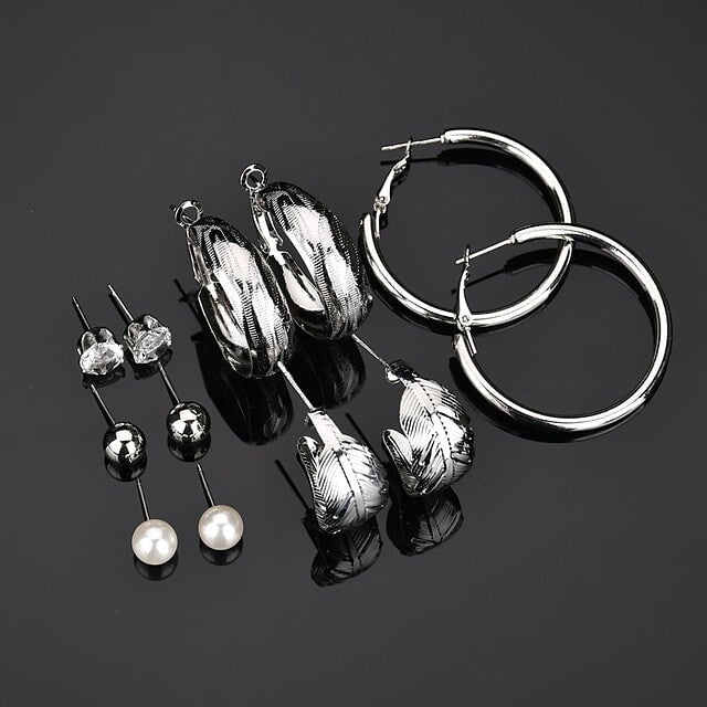 6-Pair: Womens Simple Fashion Modern Trendy Earrings Image 1