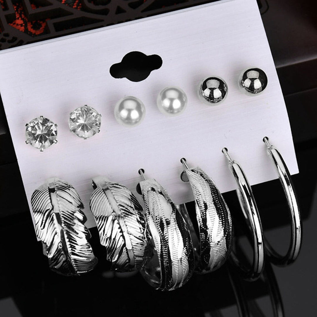 6-Pair: Womens Simple Fashion Modern Trendy Earrings Image 2