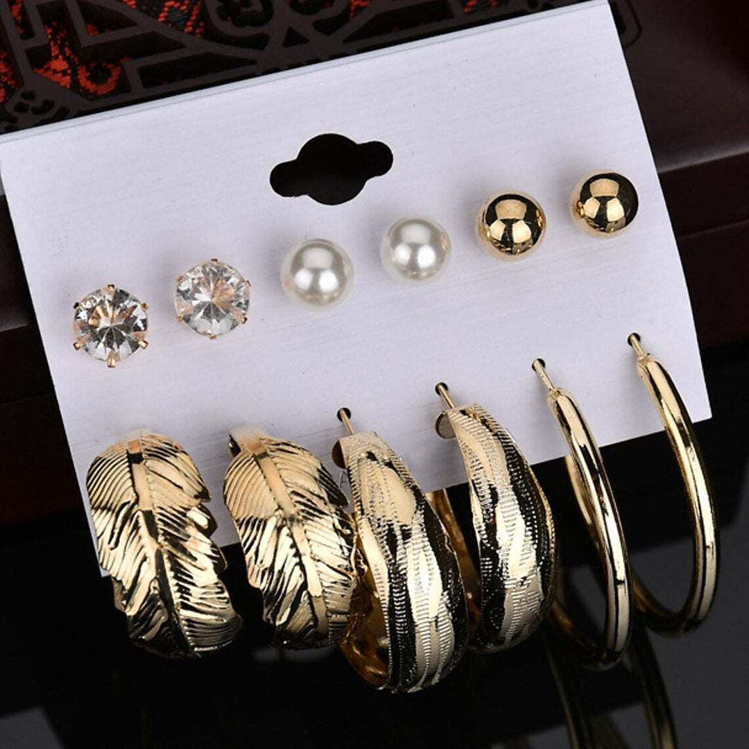 6-Pair: Womens Simple Fashion Modern Trendy Earrings Image 3