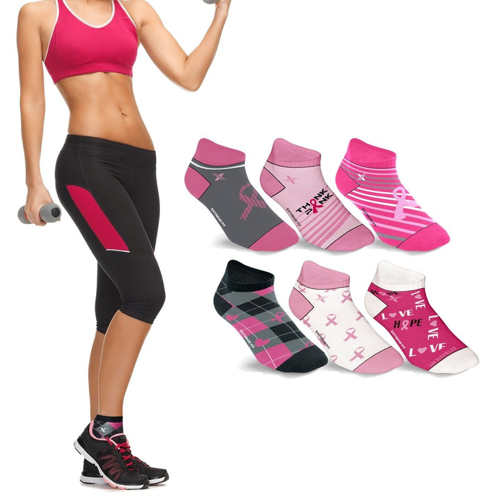 6-Pairs: Breast Cancer Awareness Ankle Compression Socks Image 1