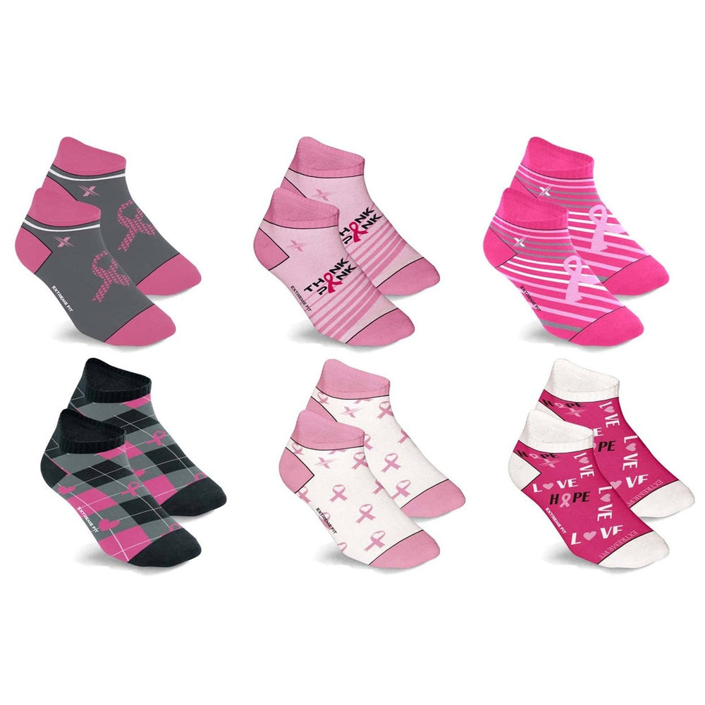 6-Pairs: Breast Cancer Awareness Ankle Compression Socks Image 2