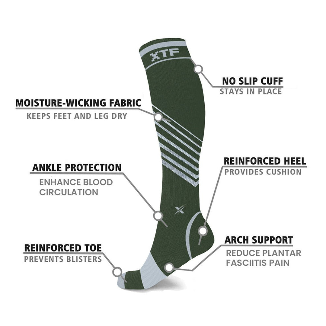 6-Pairs: Pain Relief Support Everyday Wear Striped Ankle And Knee-High Compression Socks Image 2