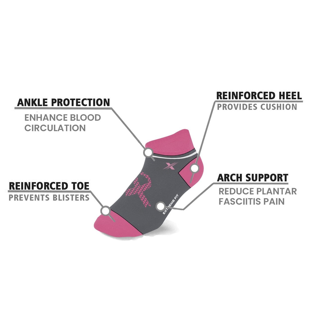 6-Pairs: Breast Cancer Awareness Ankle Compression Socks Image 4