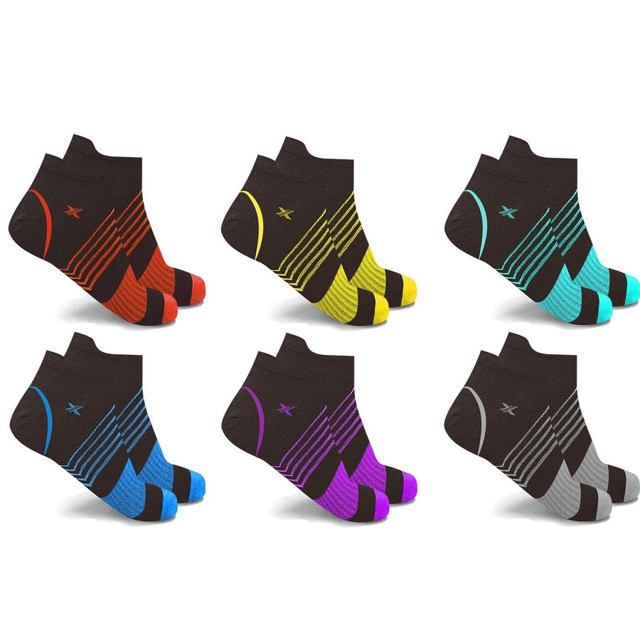 6-Pairs: Ultra V-Striped Ankle Compression Socks Image 1