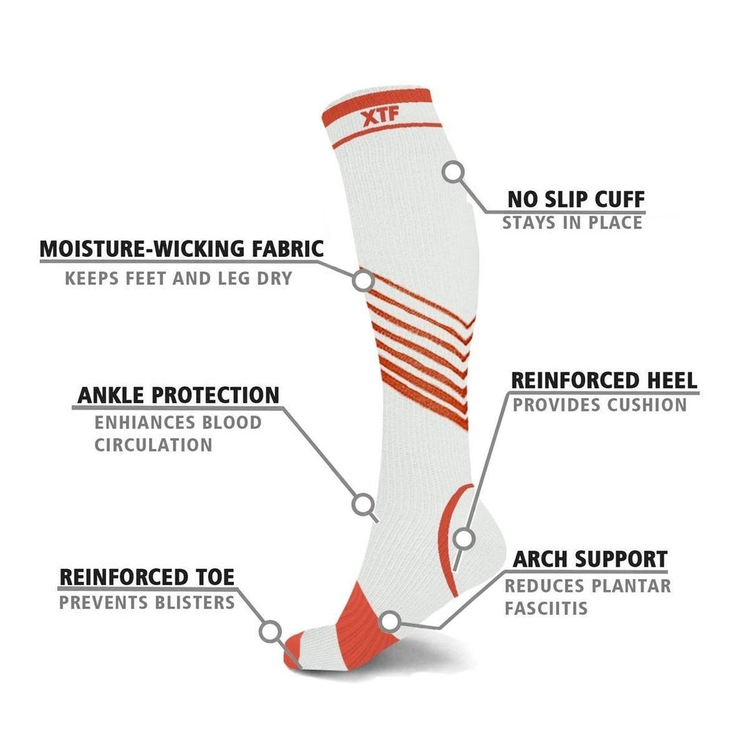 6-Pairs: Ultra V-Striped Knee-Length Compression Socks Image 4