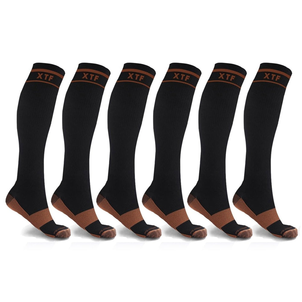 6-Pairs: Unisex Copper-Infused Knee High Compression Socks Image 2