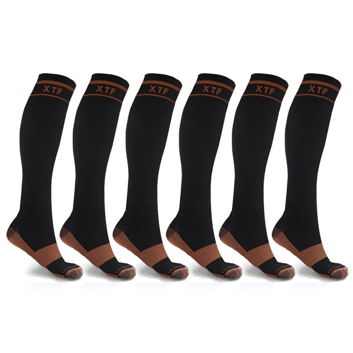 6-Pairs: Unisex Copper-Infused Knee High Compression Socks Image 1