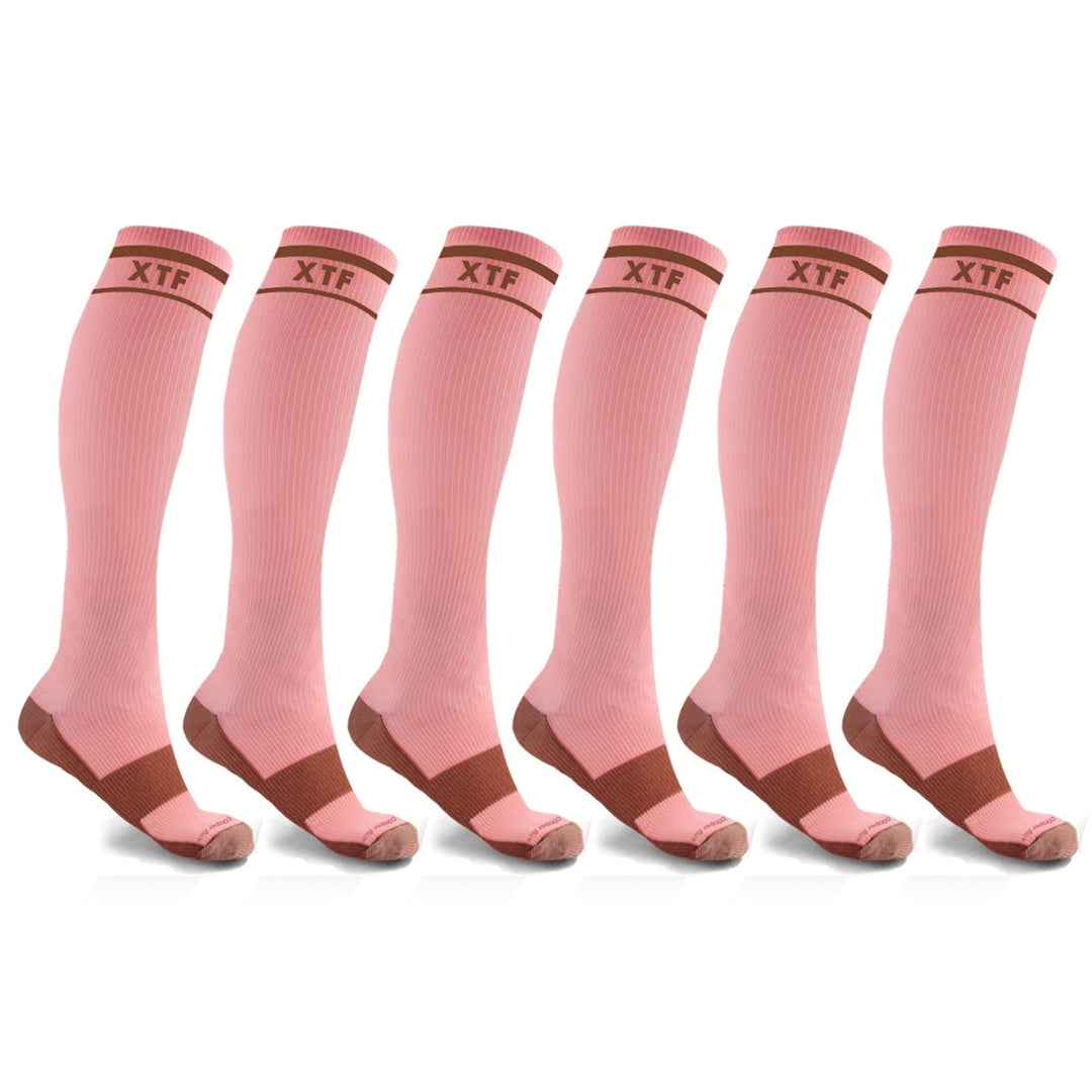 6-Pairs: Unisex Copper-Infused Knee High Compression Socks Image 3