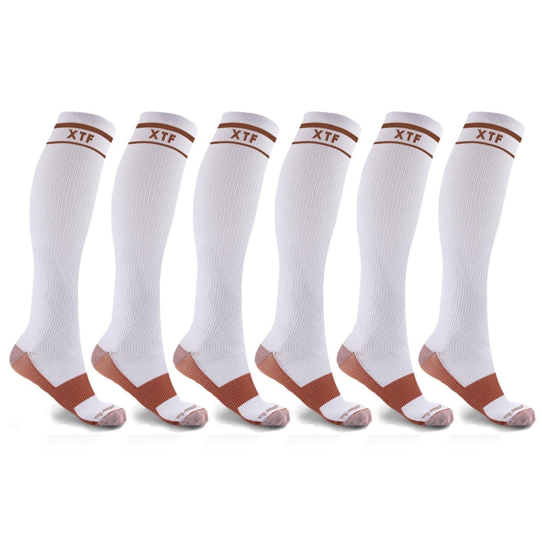 6-Pairs: Unisex Copper-Infused Knee High Compression Socks Image 1