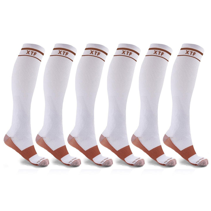 6-Pairs: Unisex Copper-Infused Knee High Compression Socks Image 1