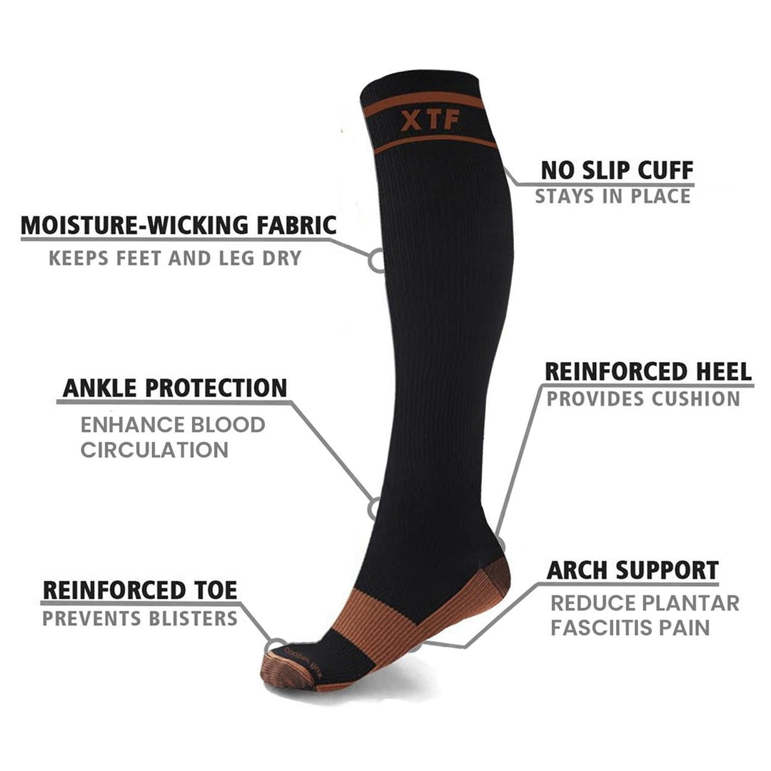 6-Pairs: Unisex Copper-Infused Knee High Compression Socks Image 6