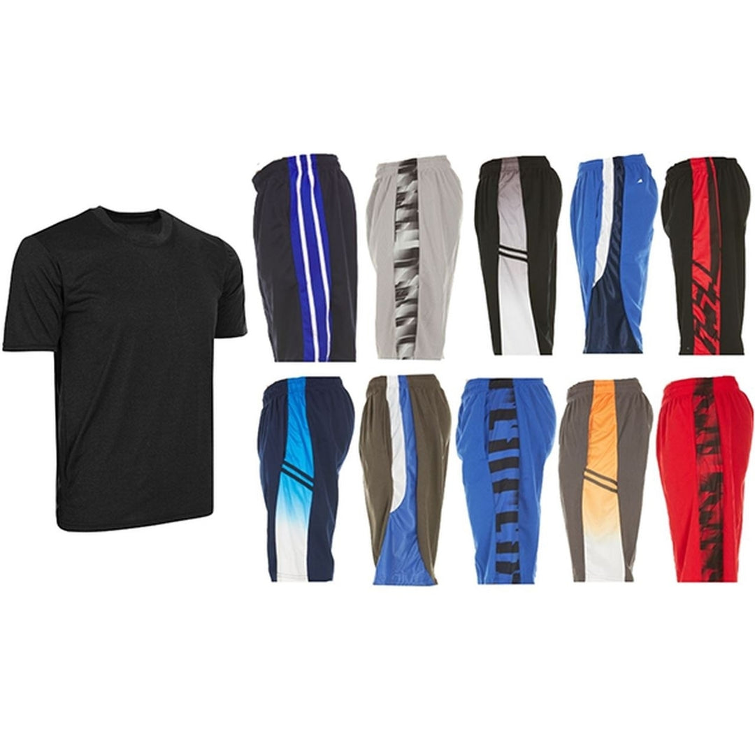 6-Piece Set: 5-Pack Mens Athletic Shorts and Performance T-Shirt Image 1