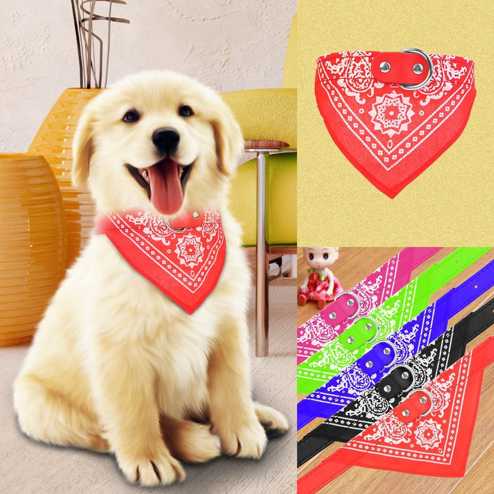 Adjustable Bandana Leather Pet Collar Image 1