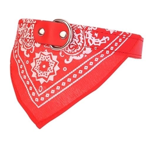 Adjustable Bandana Leather Pet Collar Image 4