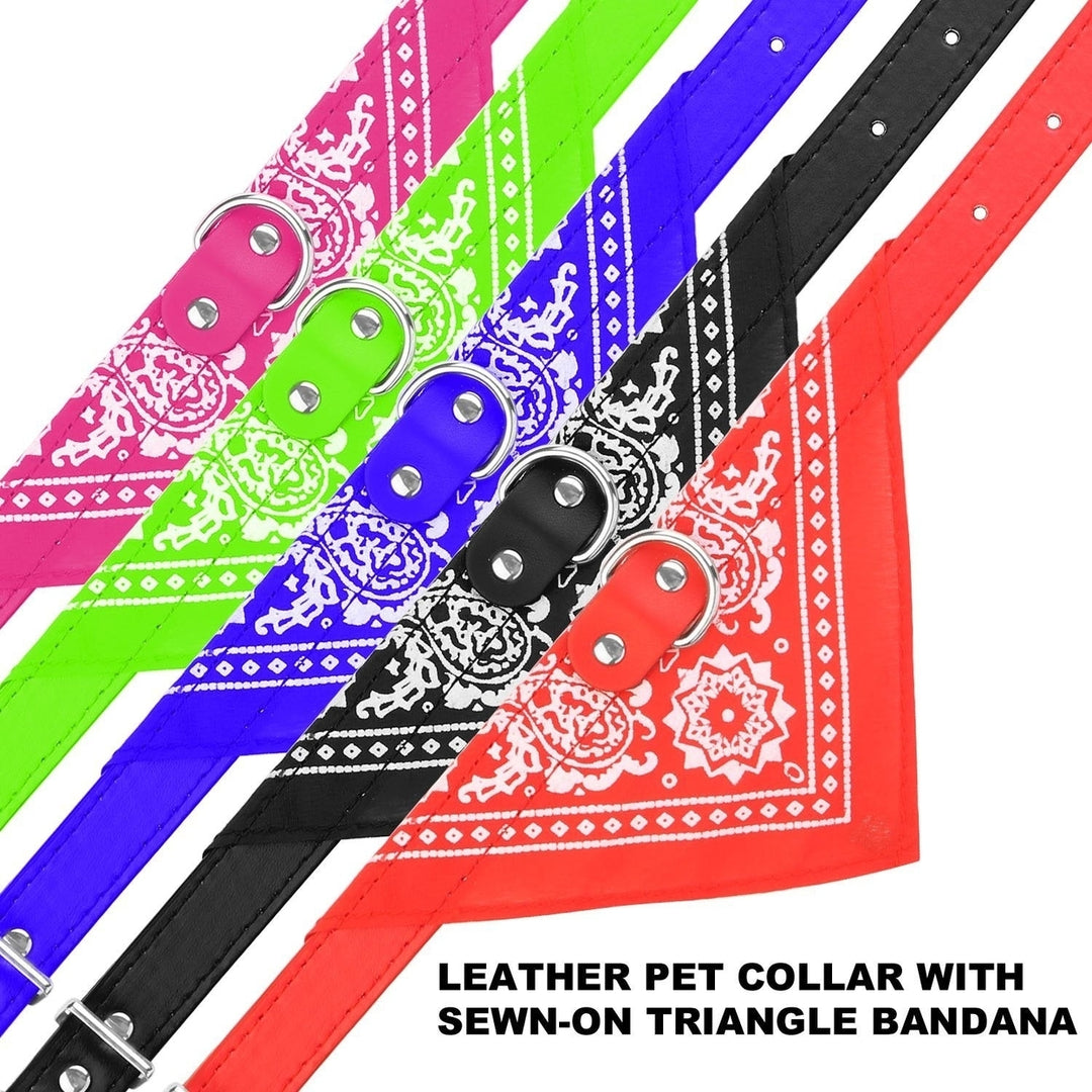 Adjustable Bandana Leather Pet Collar Image 9