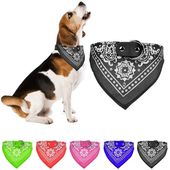 Adjustable Bandana Leather Pet Collar Image 10