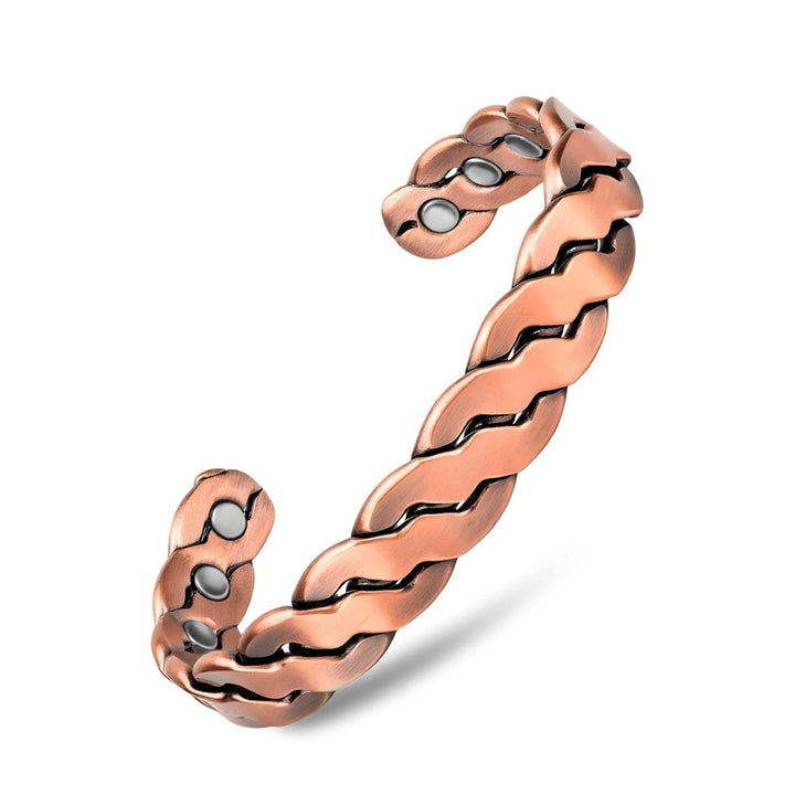 Adjustable Cuff Copper Magnetic Therapy Bracelet Bangle for Men and Women Twisted Design Image 3