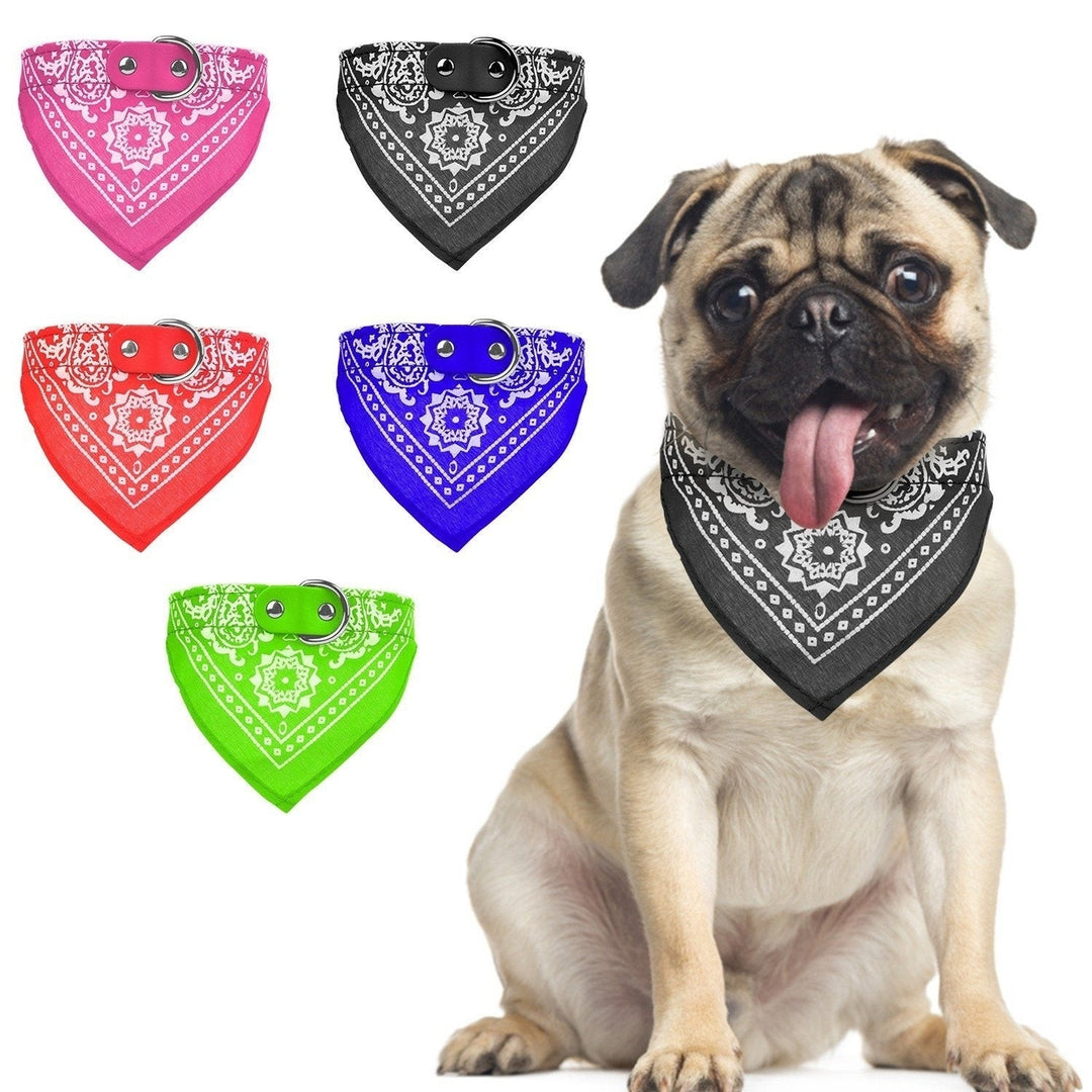 Adjustable Bandana Leather Pet Collar Image 12