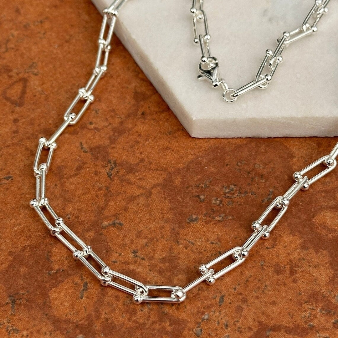 925 Real Solid Silver Solid U Link Hardware Chain Necklace Anti-Tarnish Image 2