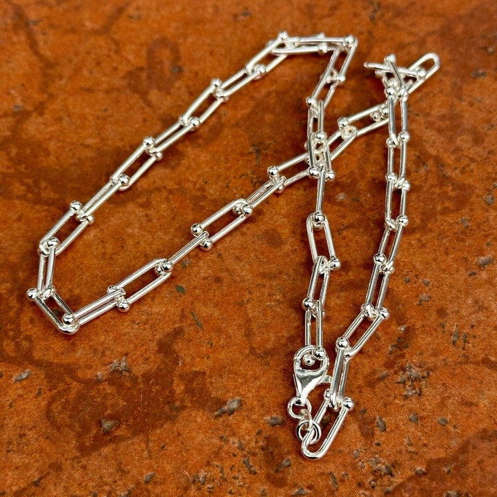 925 Real Solid Silver Solid U Link Hardware Chain Necklace Anti-Tarnish Image 3