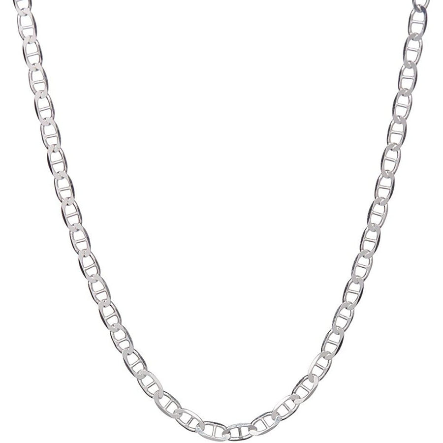 925 Sterling Silver 2mm Marina Link Chain Necklace Image 1