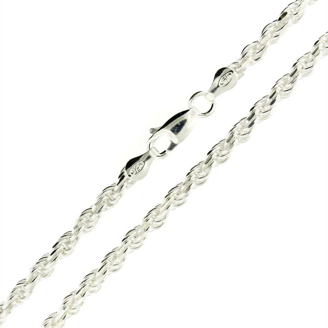 925 Sterling Silver Diamond Cut Rope Chain 1.5mm Image 1