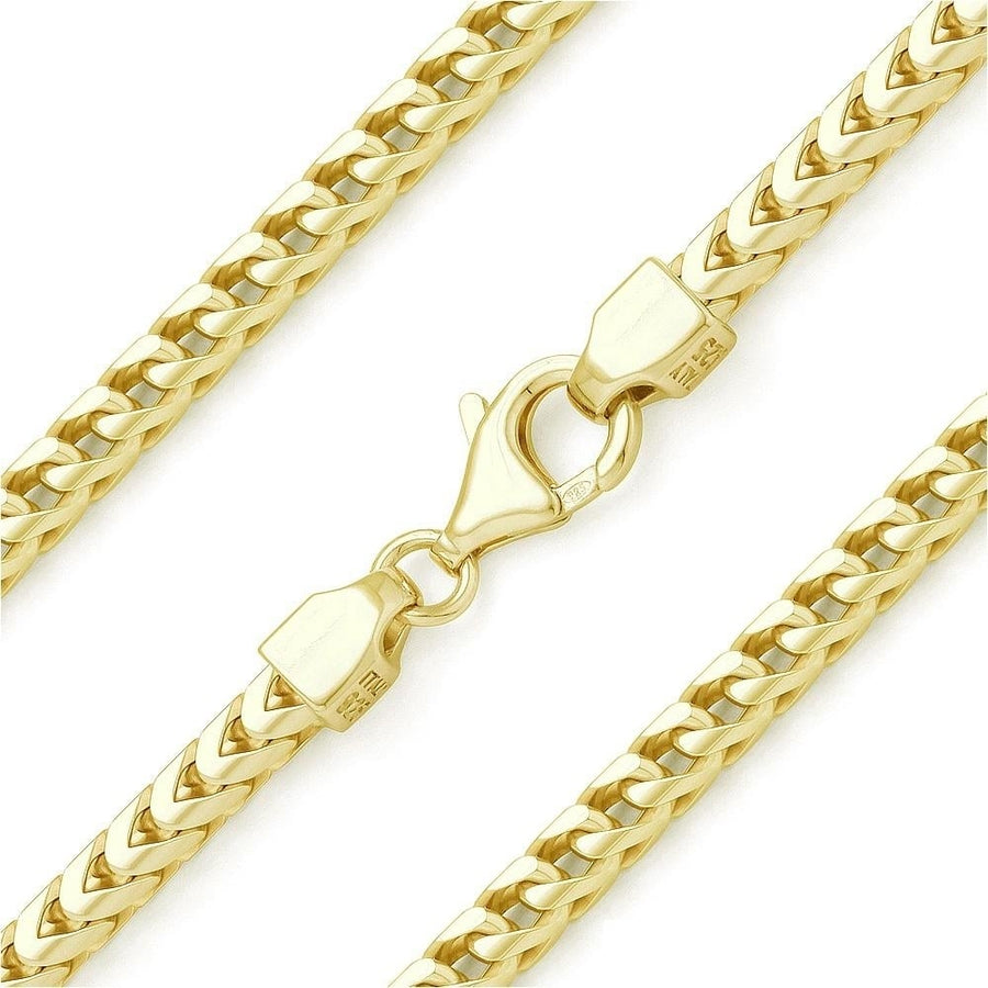 925 Sterling Silver Over 14k Yellow Gold 3mm Franco Chain Image 1