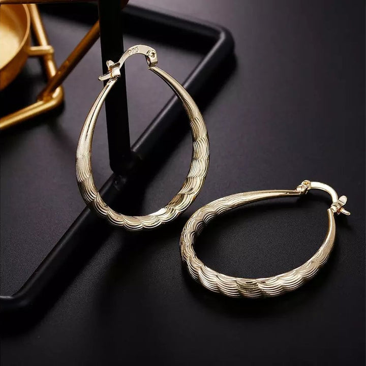 925 Sterling Silver Oval Filigree Hoop Earrings Image 4