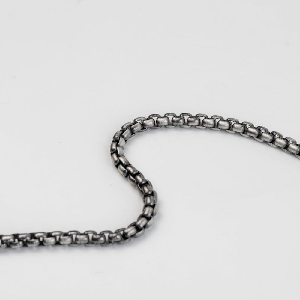 925 Sterling Silver Oxidized 3mm Italian Round Box Chain Necklace Italian Made Image 2