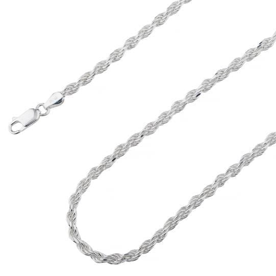 925 Sterling Silver Rope Chain Necklace Italy 3.50mm Image 1