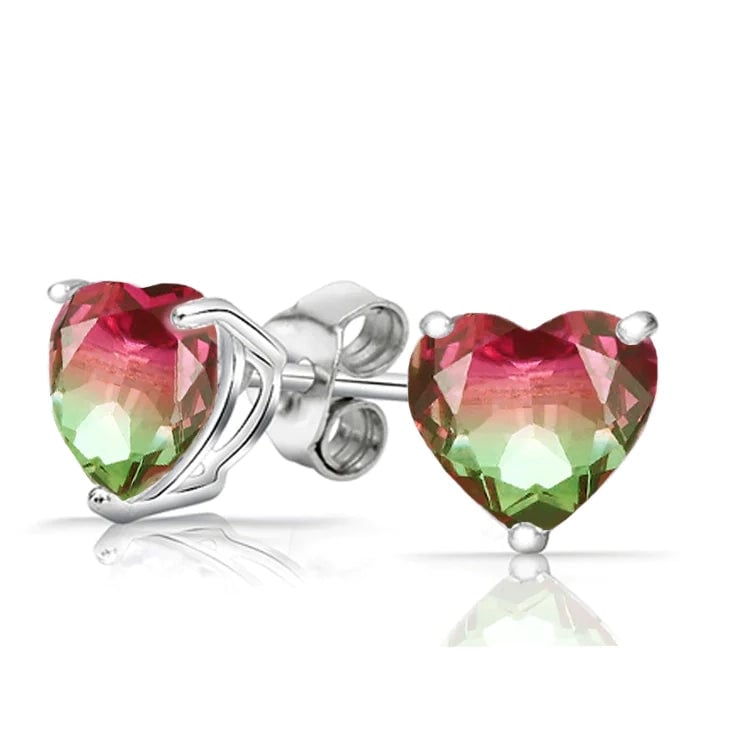 925 Sterling Silver Watermelon Tourmaline Earrings Image 1