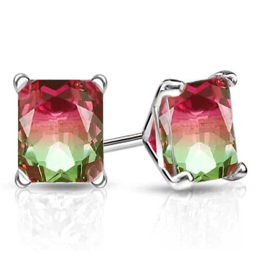 925 Sterling Silver Watermelon Tourmaline Earrings Image 2