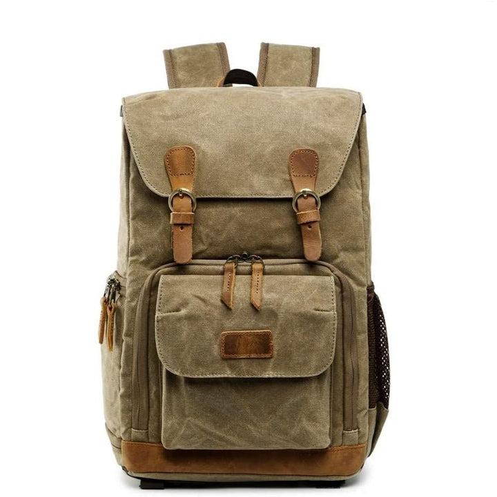 Allacki Waterproof Shock-Resistant Canvas Camera Bag Retro Style Travel Backpack Image 3