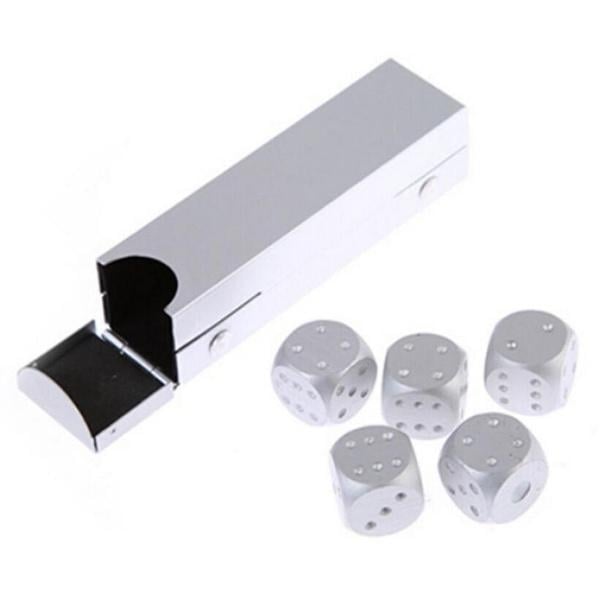 Aluminum Alloy Table Game Poker Games Dices Set with Storage Box Image 2