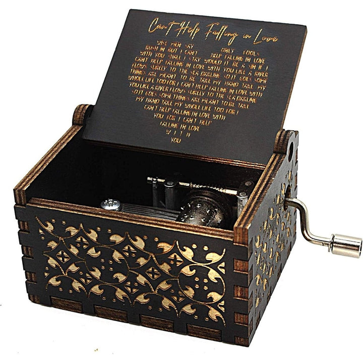 Antique Engraved Musical Box Cant Help Falling in Love Image 2