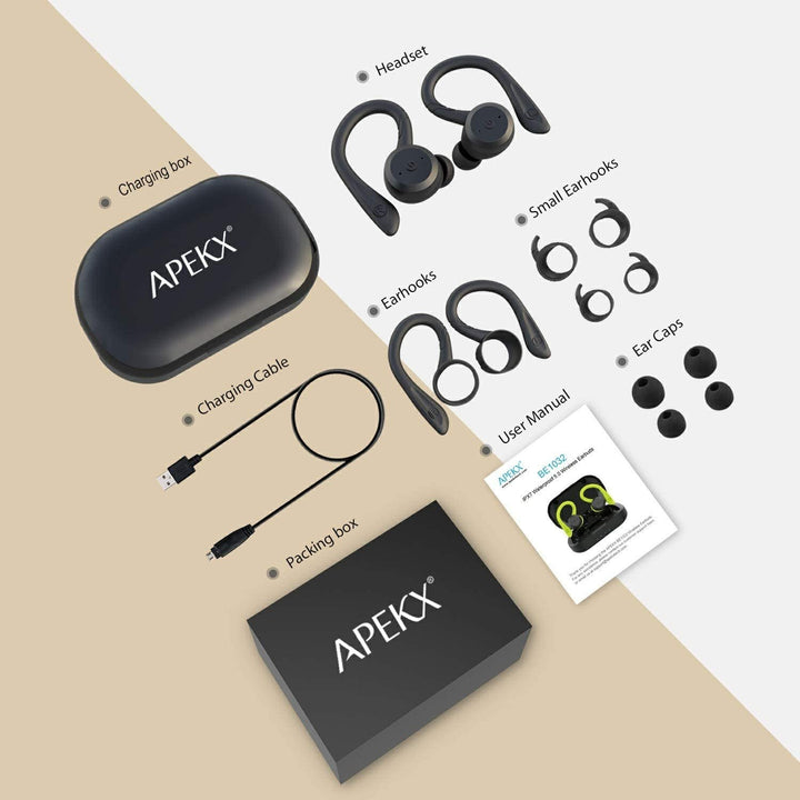 APEKX Bluetooth Headphones True Wireless Earbuds with Charging Case Image 4