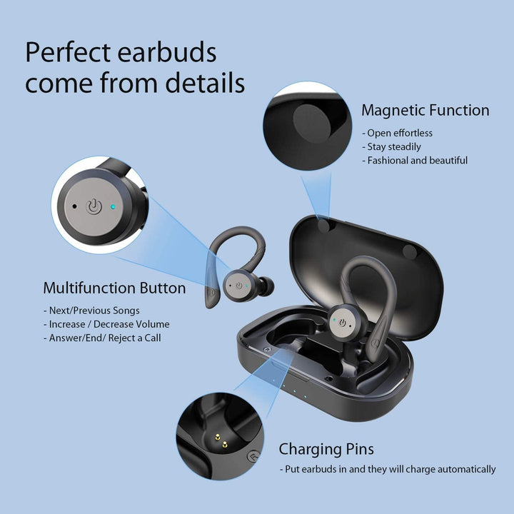 APEKX Bluetooth Headphones True Wireless Earbuds with Charging Case Image 6