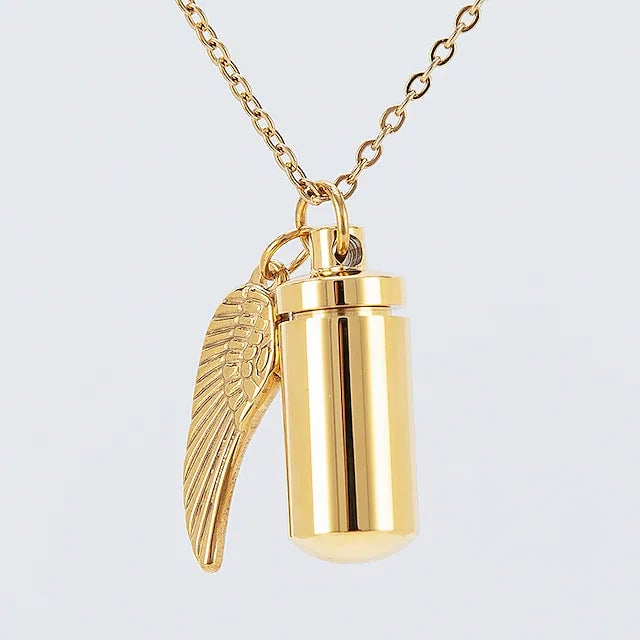 Angel Wings Stainless Steel Ashes Necklace Image 3