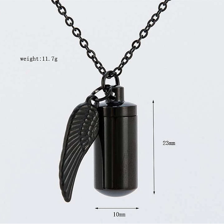 Angel Wings Stainless Steel Ashes Necklace Image 4