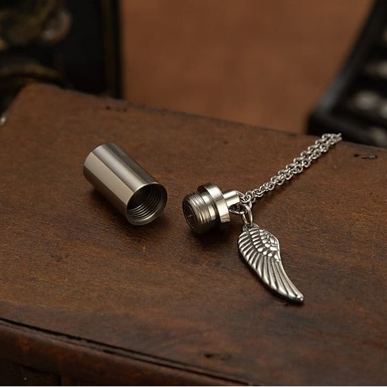 Angel Wings Stainless Steel Ashes Necklace Image 4