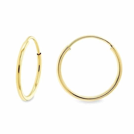 Authentic Classic 14k Yellow Gold Endless Hoop Earrings Image 1