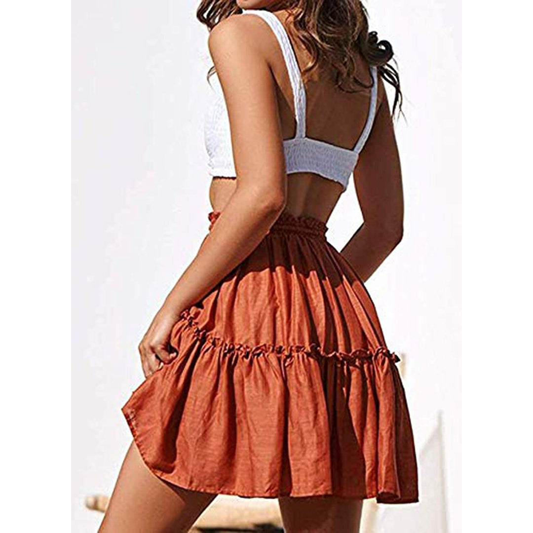 Arjungo Womens Ruffled Boho A Line Skater Mini Skirt Image 9