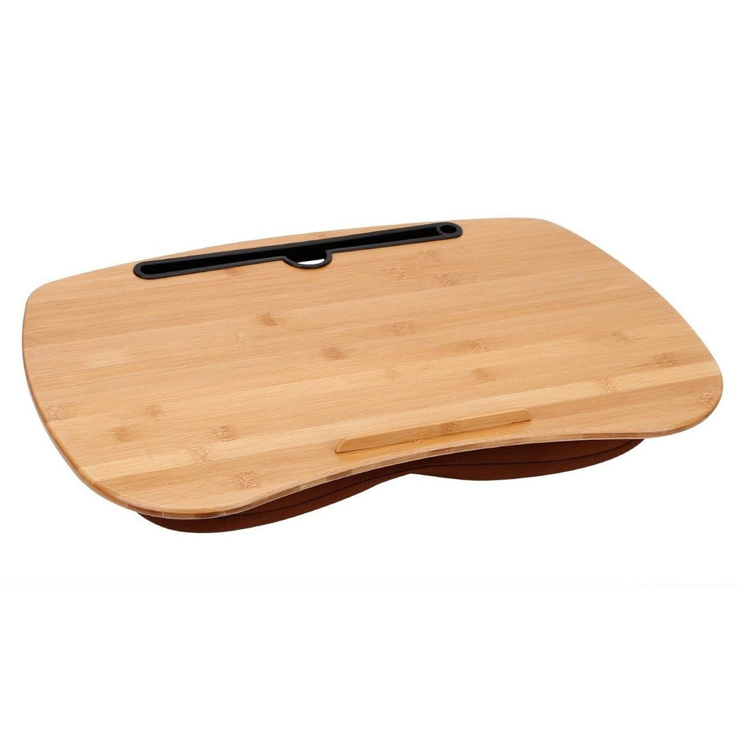 Bamboo Laptop Lap Desk with Pillow Cushion Stand Holder Table Image 3