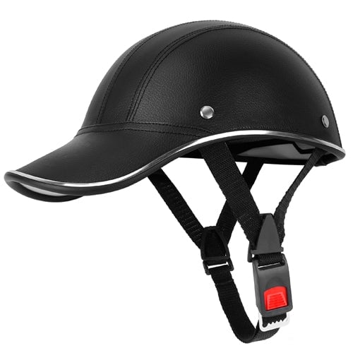 Baseball Cap Anti-UV Cycling Motorcycle Hat Leather Helmet Image 2