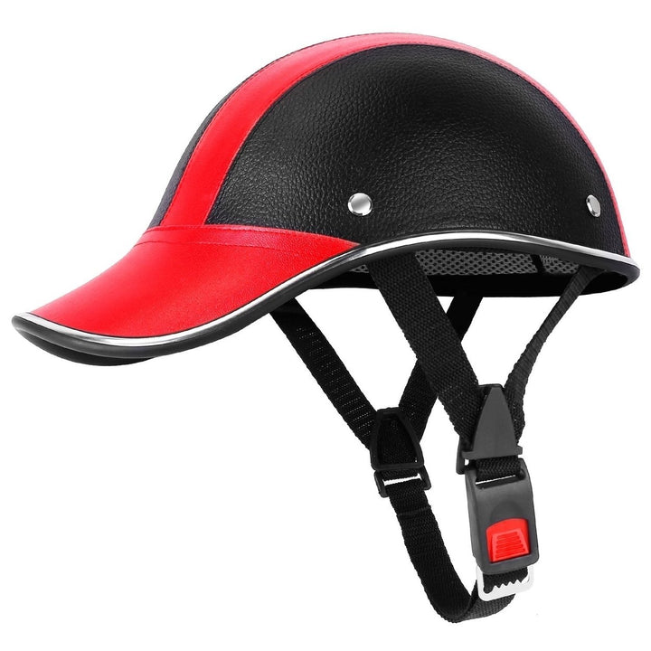 Baseball Cap Anti-UV Cycling Motorcycle Hat Leather Helmet Image 3