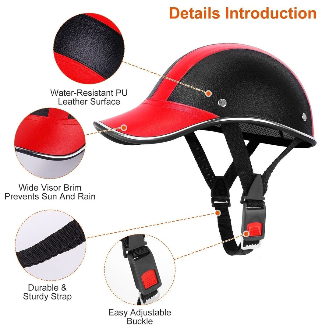 Baseball Cap Anti-UV Cycling Motorcycle Hat Leather Helmet Image 4