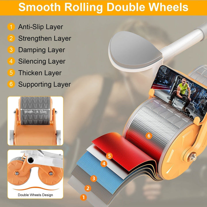 Automatic Rebound Abdominal Wheel Roller for Core Strength with Timer Kneel Pad Image 9