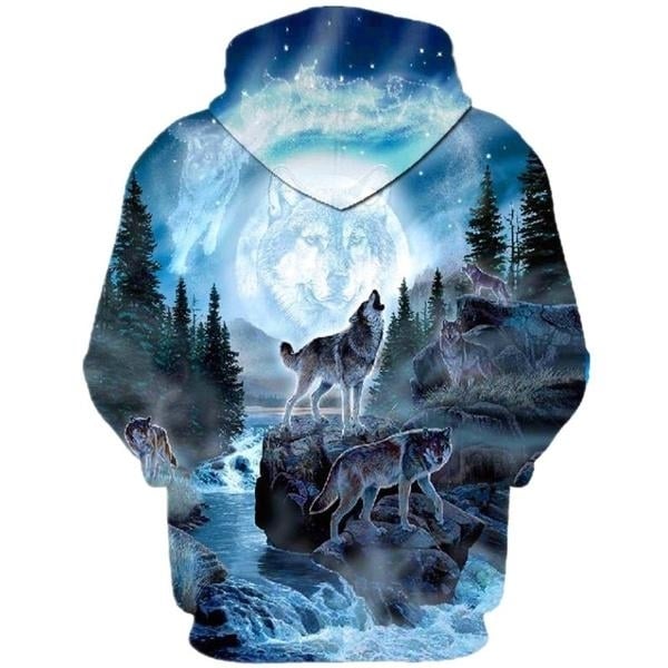 Autumn and Winter 3D Printed Wolf Sweatshirt Hoodie Image 2