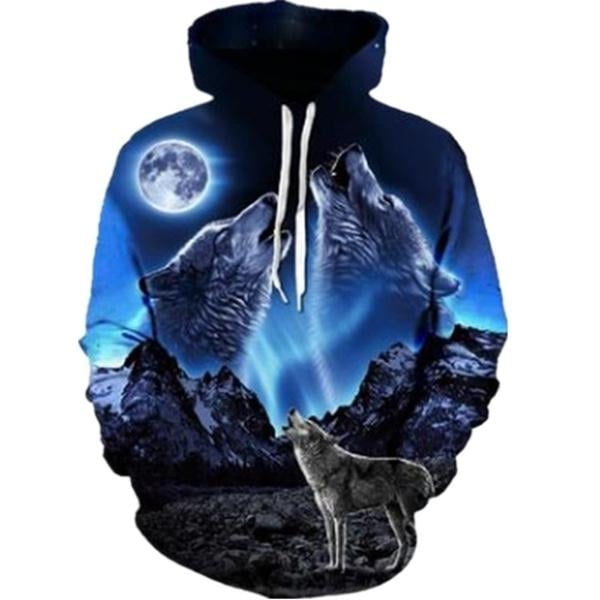 Autumn and Winter 3D Printed Wolf Sweatshirt Hoodie Image 3