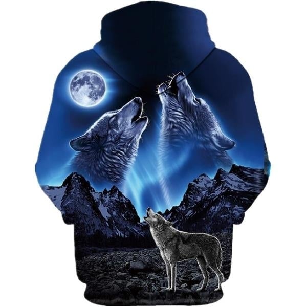 Autumn and Winter 3D Printed Wolf Sweatshirt Hoodie Image 4